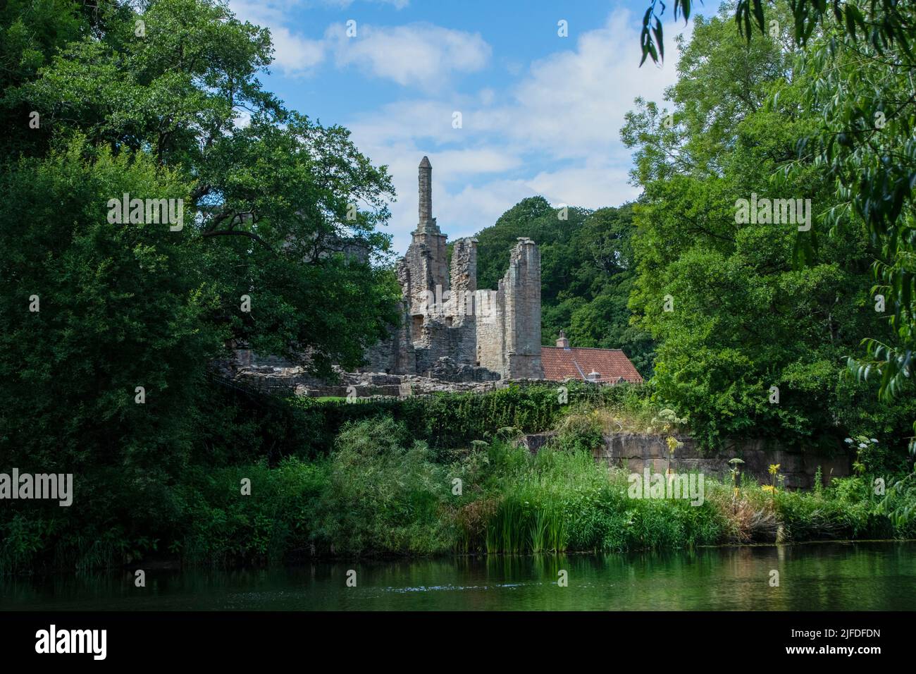 Finchale Priory from across the River Wear in summer Stock Photo