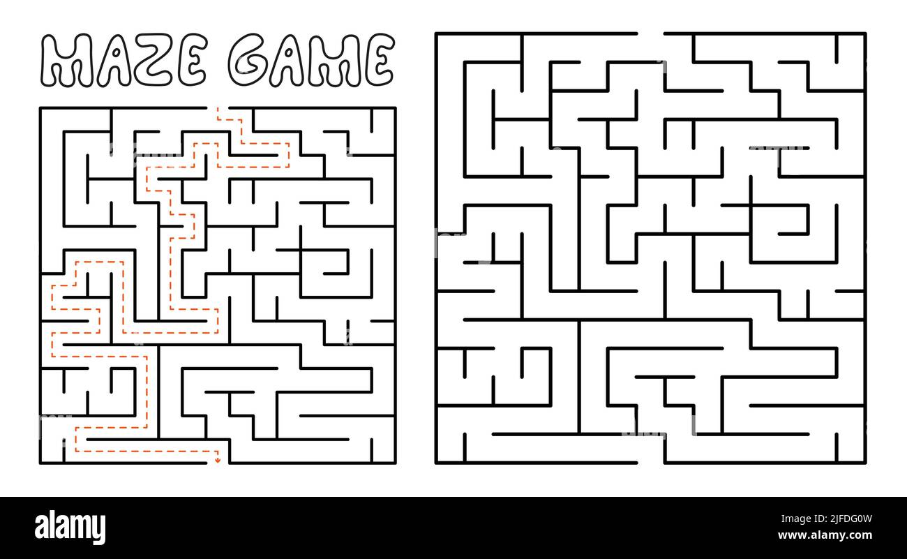 Maze game for kids. Maze puzzle with solution Stock Vector Image & Art