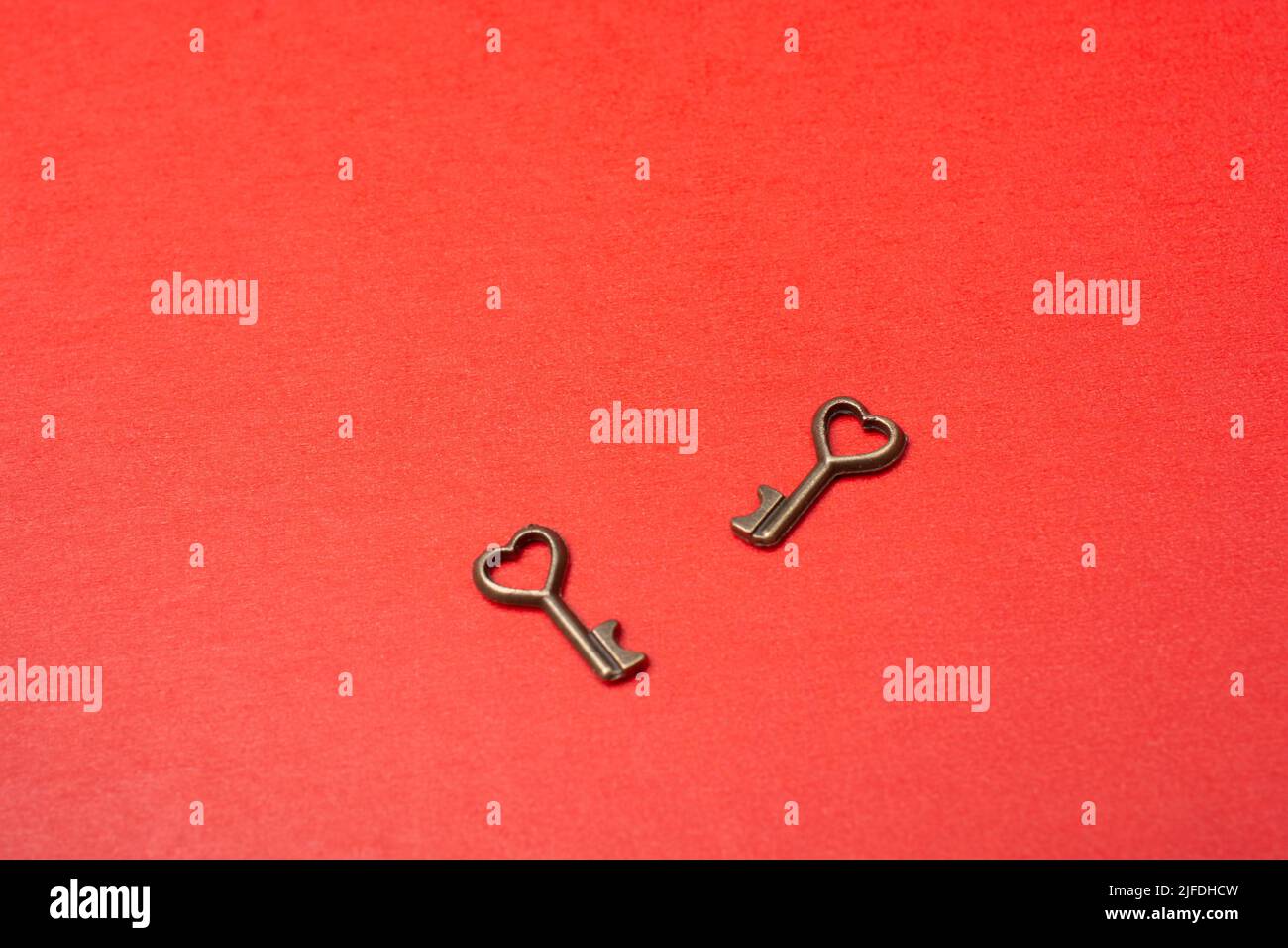 Pair of keys with heart shape icon as love icon and romance concept ...
