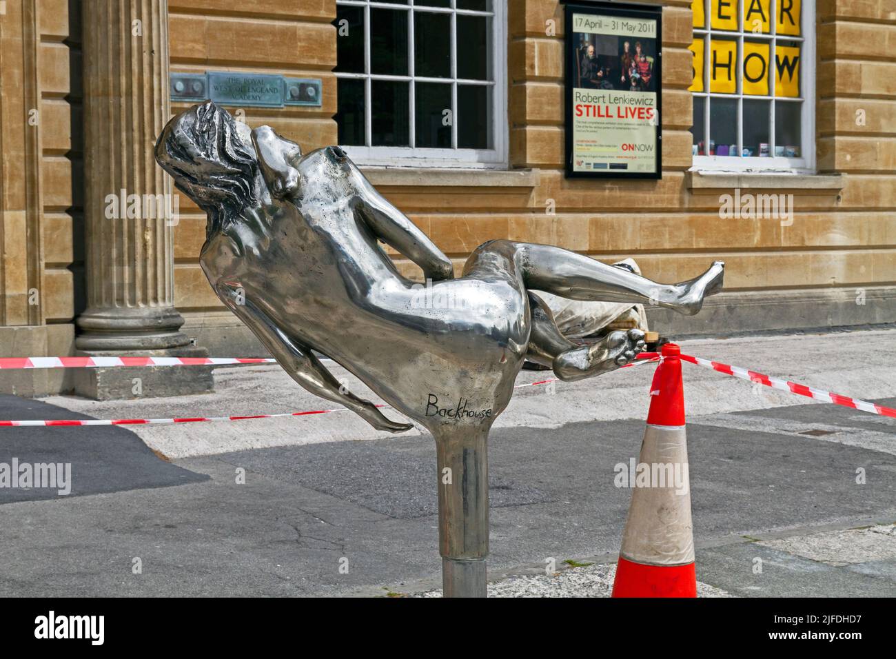 The lower part of David Backhouse’s sculpture “Aspiration” outside the Royal Weston of England Academy in Bristol, UK on 31 May 2011. The sculpture had been broken when a vandal climbed on it several days earlier. Stock Photo