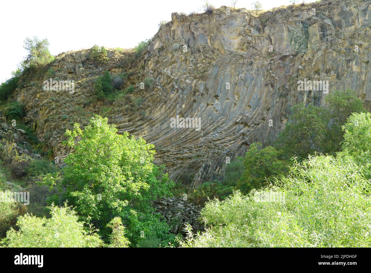 The Symphony of Stones, Incredible Basalt Column Formations Along the Garni Gorge of Armenia Stock Photo