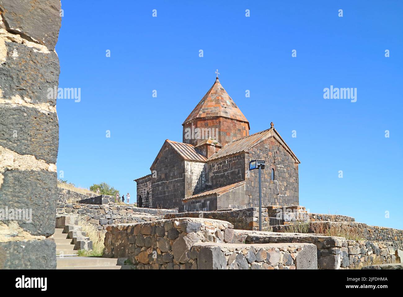 Sevanavank Monastery Complex on the Cliff Overlooking Lake Sevan, Gegharkunik Province of Armenia Stock Photo