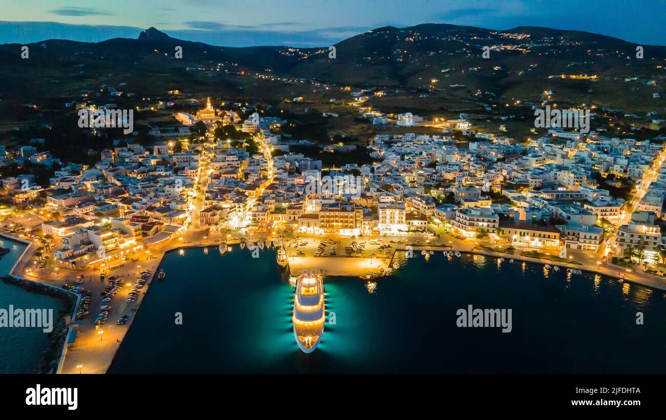 Night aerial view of Tinos island,Greece Stock Photo - Alamy