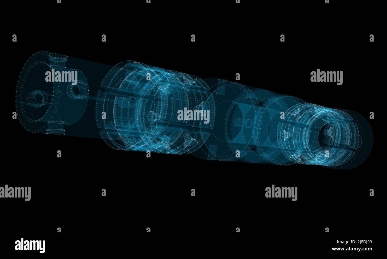 A glowing hologram of a mechanical object Stock Photo - Alamy