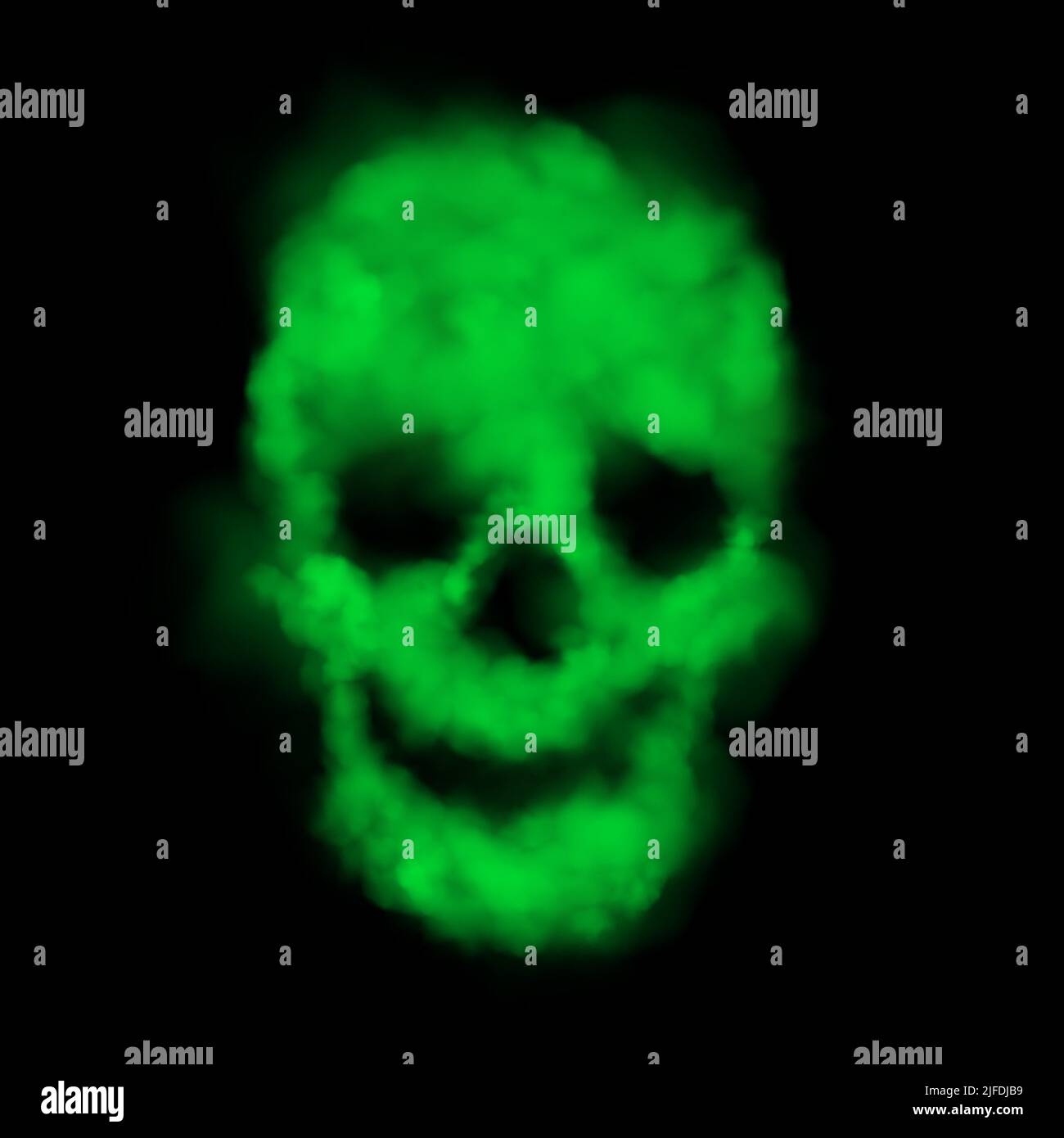 Human skull shaped green toxic smoke on black background realistic vector illustration Stock Vector