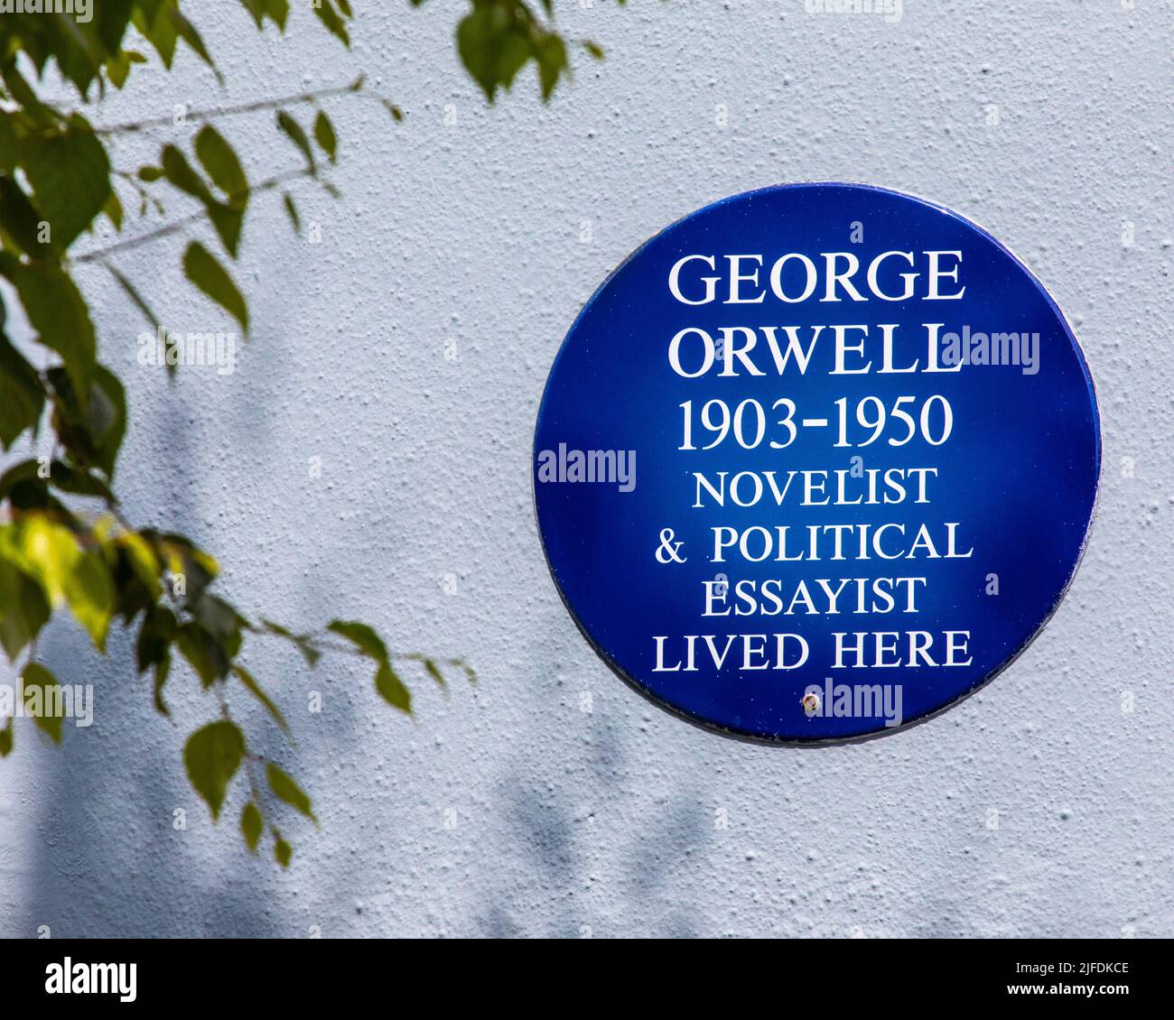 London, UK - May 5th 2022: A plaque located on Portobello Road in London, UK, marking the location where famous novelist George Orwell once lived. Stock Photo