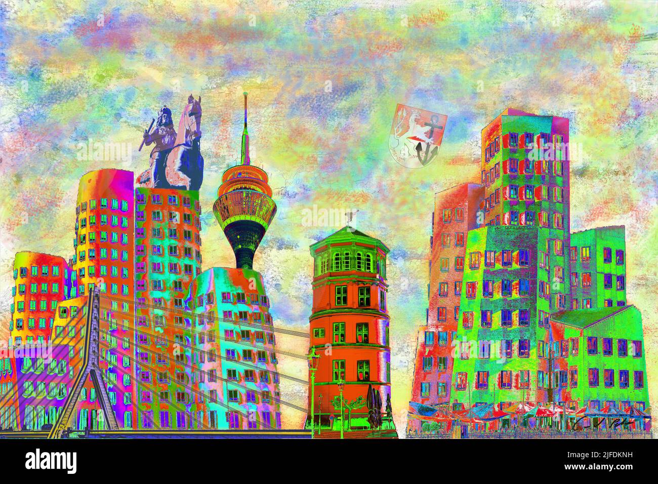 Bild Düsseldorf Collage Kreativ Stock Photo