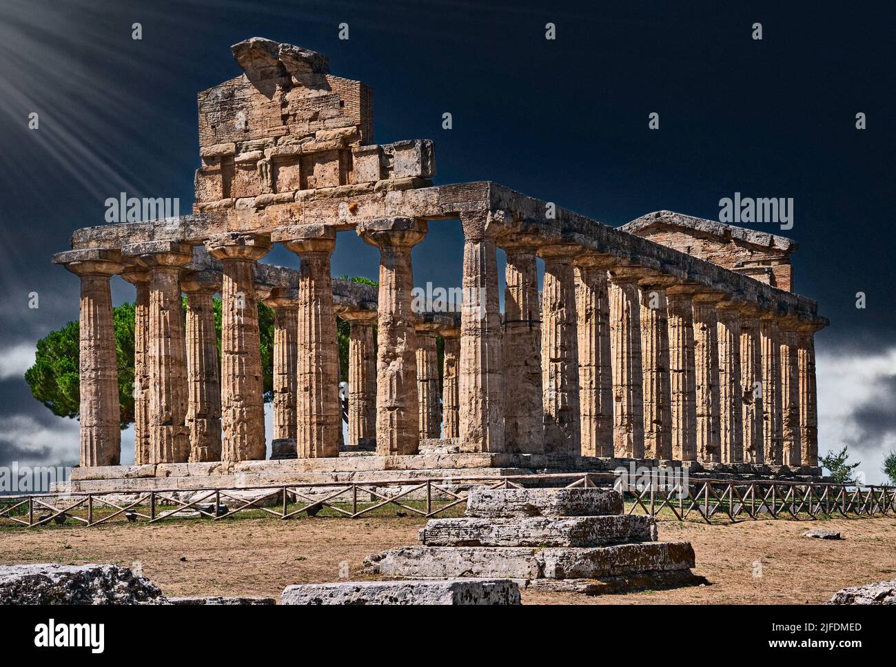 Italy Campania Paestum Athena Temple or Cerere temple Stock Photo