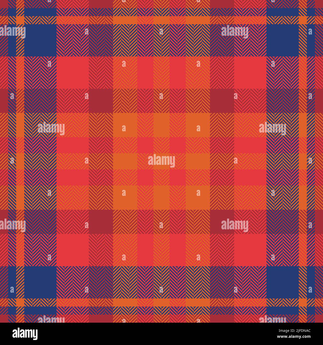 Plaid check pattern in orange and red colors. Seamless fabric texture