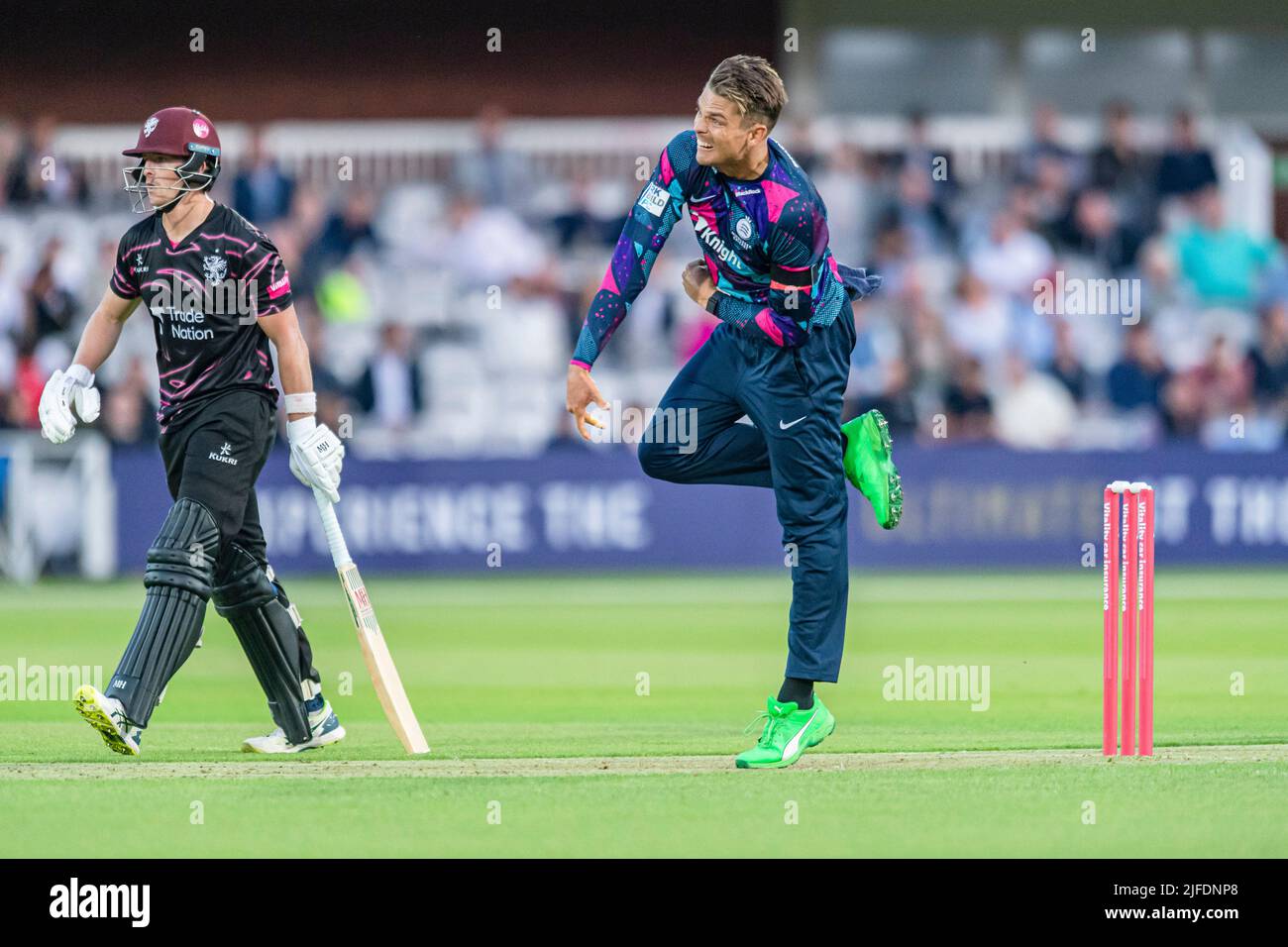 London, UK. 01th Jul, 2022. Chris Green of Middlesex runs to ball during T20 Vitality Blast - Middlesex vs Somerset at The Lord's Cricket Ground on Friday, July 01, 2022 in LONDON ENGLAND.  Credit: Taka G Wu/Alamy Live News Stock Photo