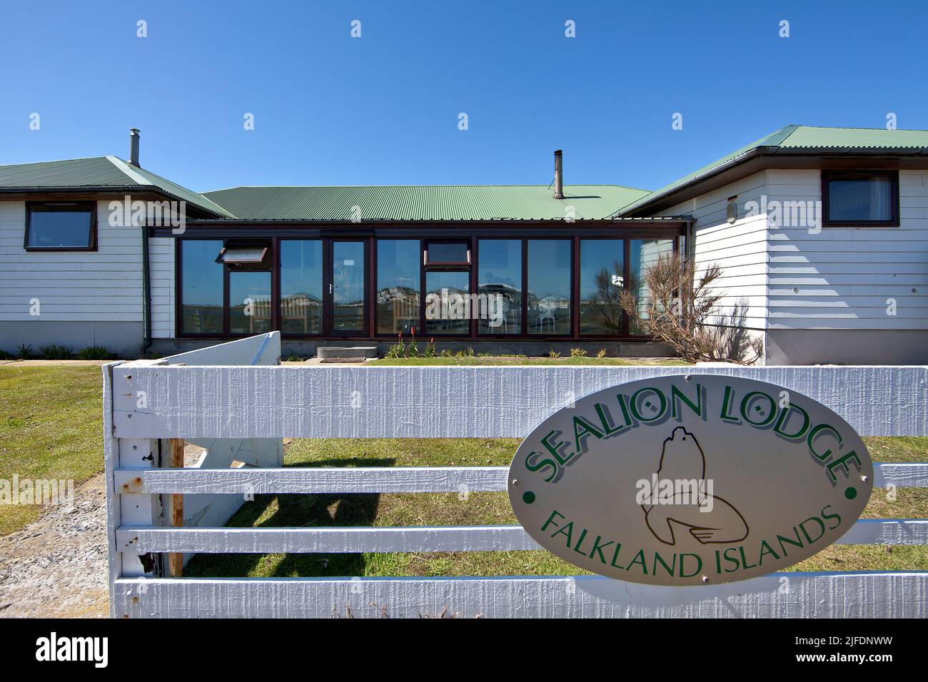 Sea Lion lodge, Falkland Islands Stock Photo