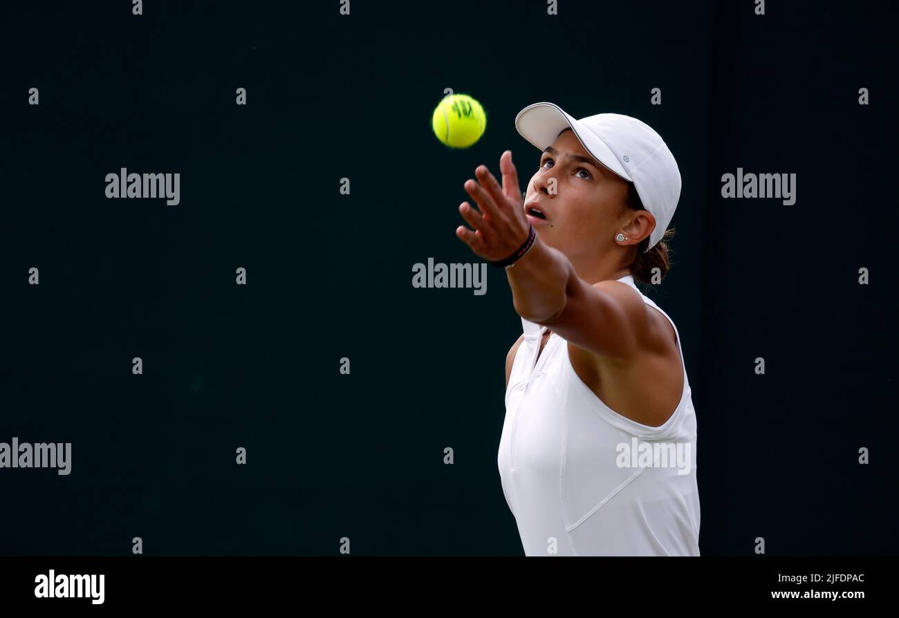 Mia Kupres in action during day six of the 2022 Wimbledon Championships at  the All England Lawn Tennis and Croquet Club, Wimbledon. Picture date:  Saturday July 2, 2022 Stock Photo - Alamy