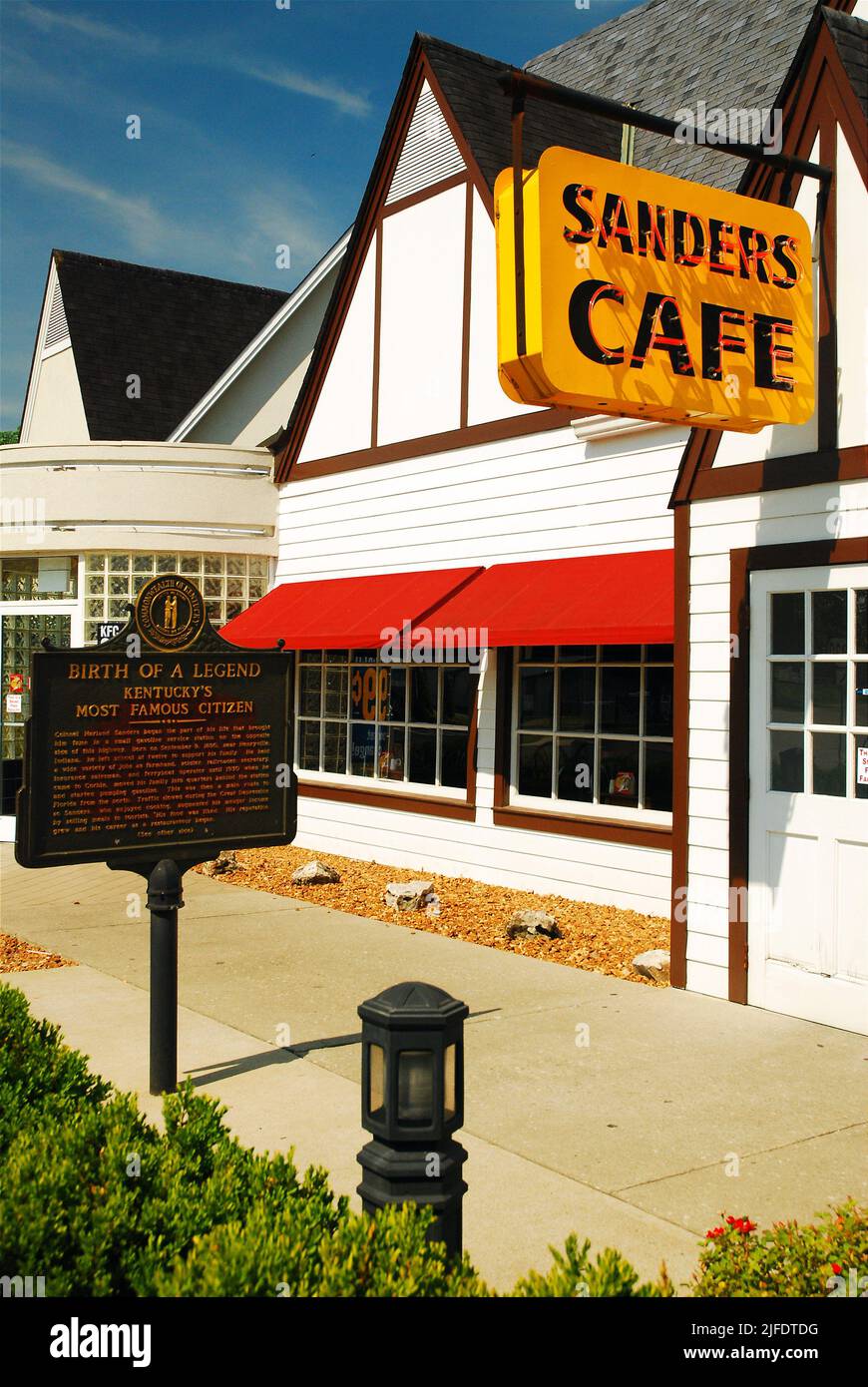 Sanders Cafe is a preserved diner in Corbin, Kentucky, credited as being the first Kentucky Fried Chicken, or KFC, in the world and is now a museum Stock Photo
