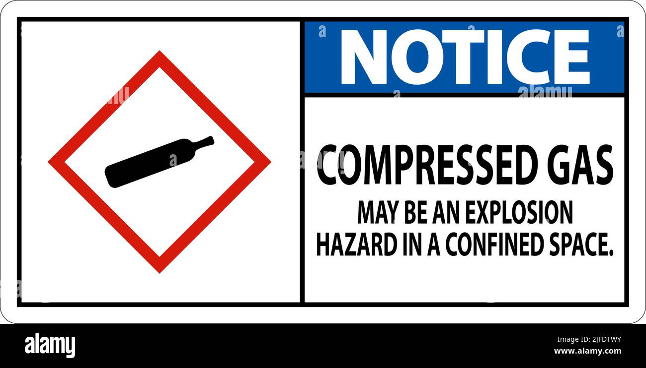 Notice Compressed Gas GHS Sign On White Background Stock Vector Image ...
