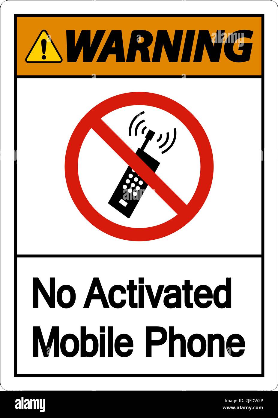 Warning No Activated Mobile Phone Sign On White Background Stock Vector