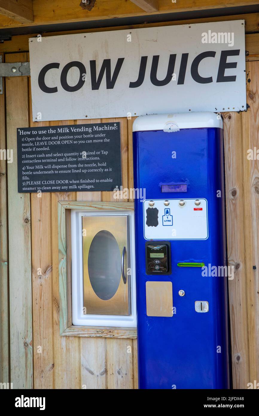 Chipping Norton, UK - April 10th 2022: Milk vending machine at Diddly Squat Farm Shop - owned and made famous by Jeremy Clarkson, located in Chipping Stock Photo