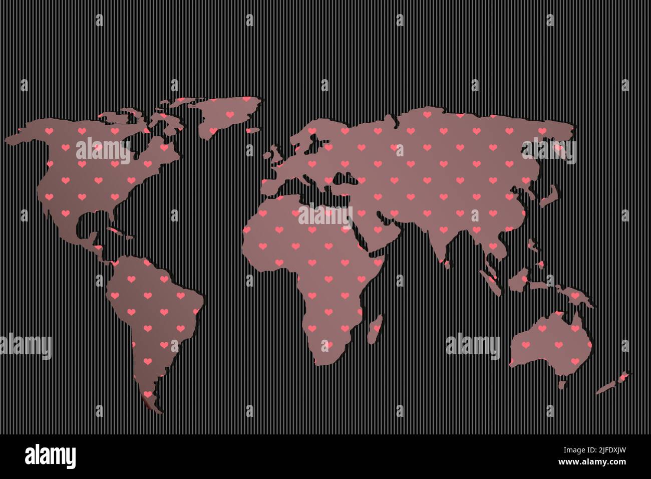 World map design with heart pattern. Earth with continents. Map of ...