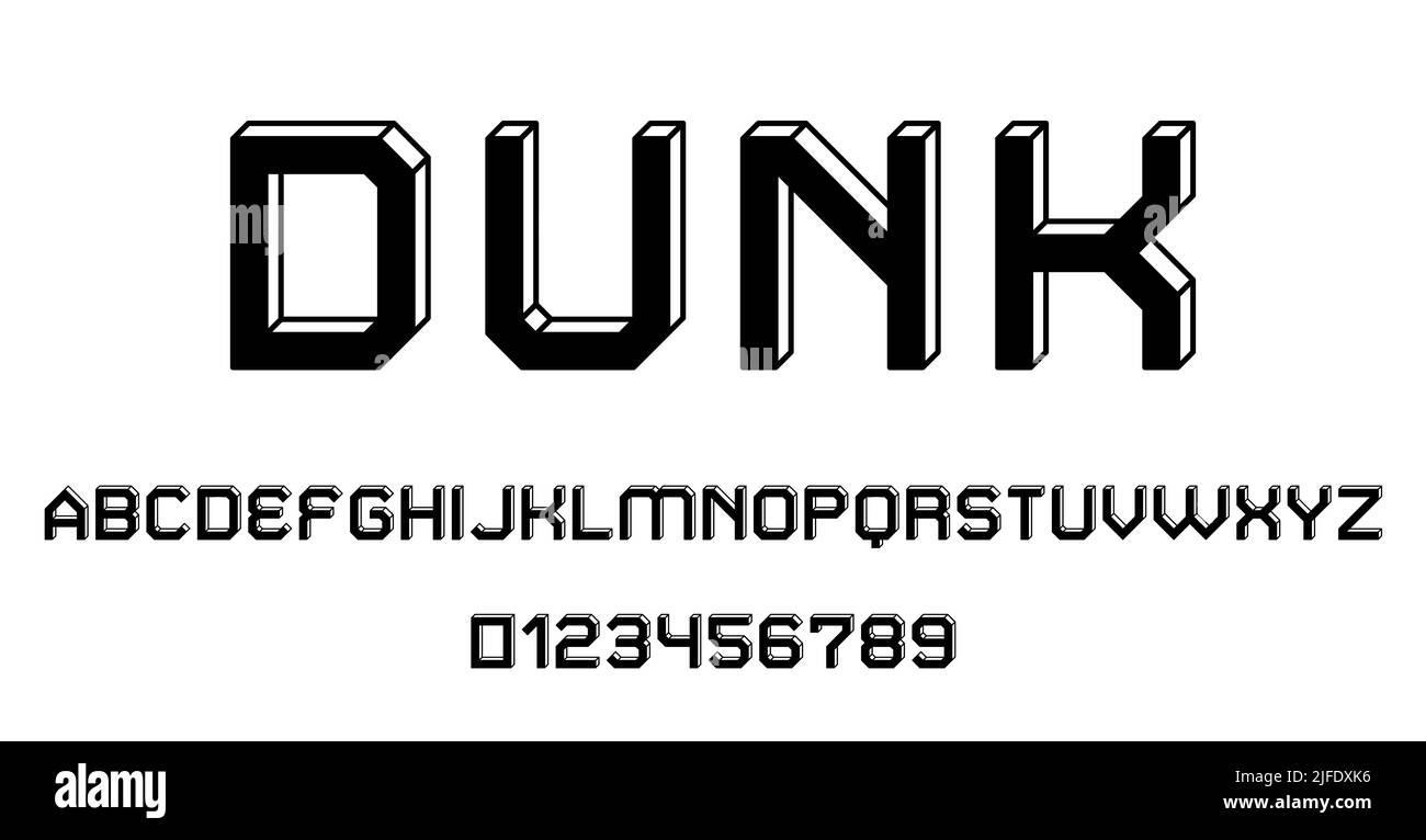 Set of alphabets font letters and numbers modern abstract outline 3D concept design with lines vector illustration Stock Vector