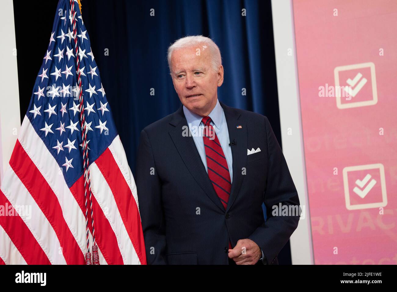 United States President Joe Biden participates in a meeting with Governors to discuss efforts to protect access to reproductive health care in the South Court Auditorium in Washington, DC, July 1, 2022. Credit: Chris Kleponis/CNP /MediaPunch Stock Photo