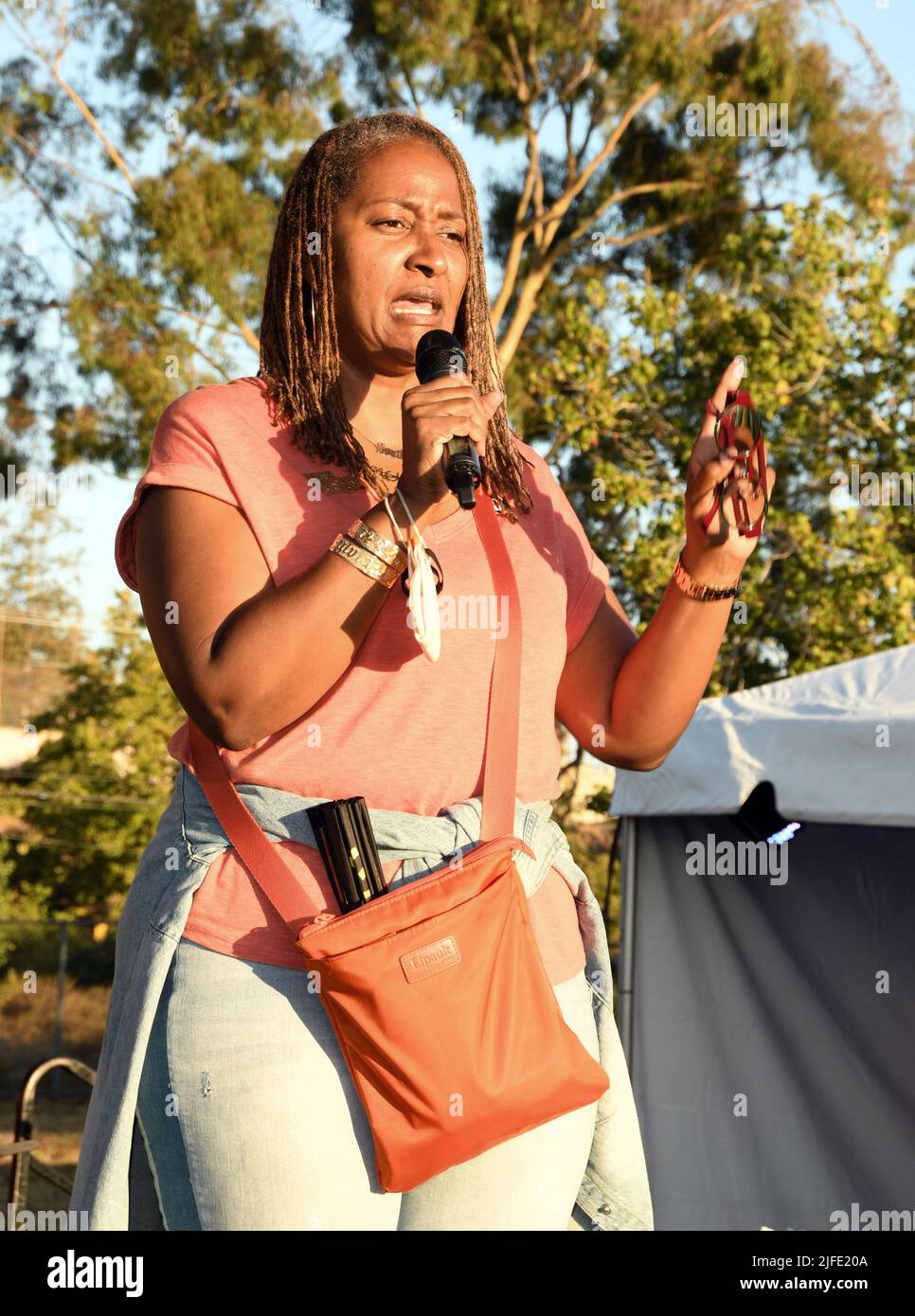 Los Angeles, USA. 01st July, 2022. LA Supervisor Holly Mitchell attends the 2022 South LA Pride Community Picnic at the Norman O. Houston Park in Los Angeles, USAlifornia on July 1, 2022 Credit: Koi Sojer/Snap'n U Photos/Media Punch/Alamy Live News Stock Photo