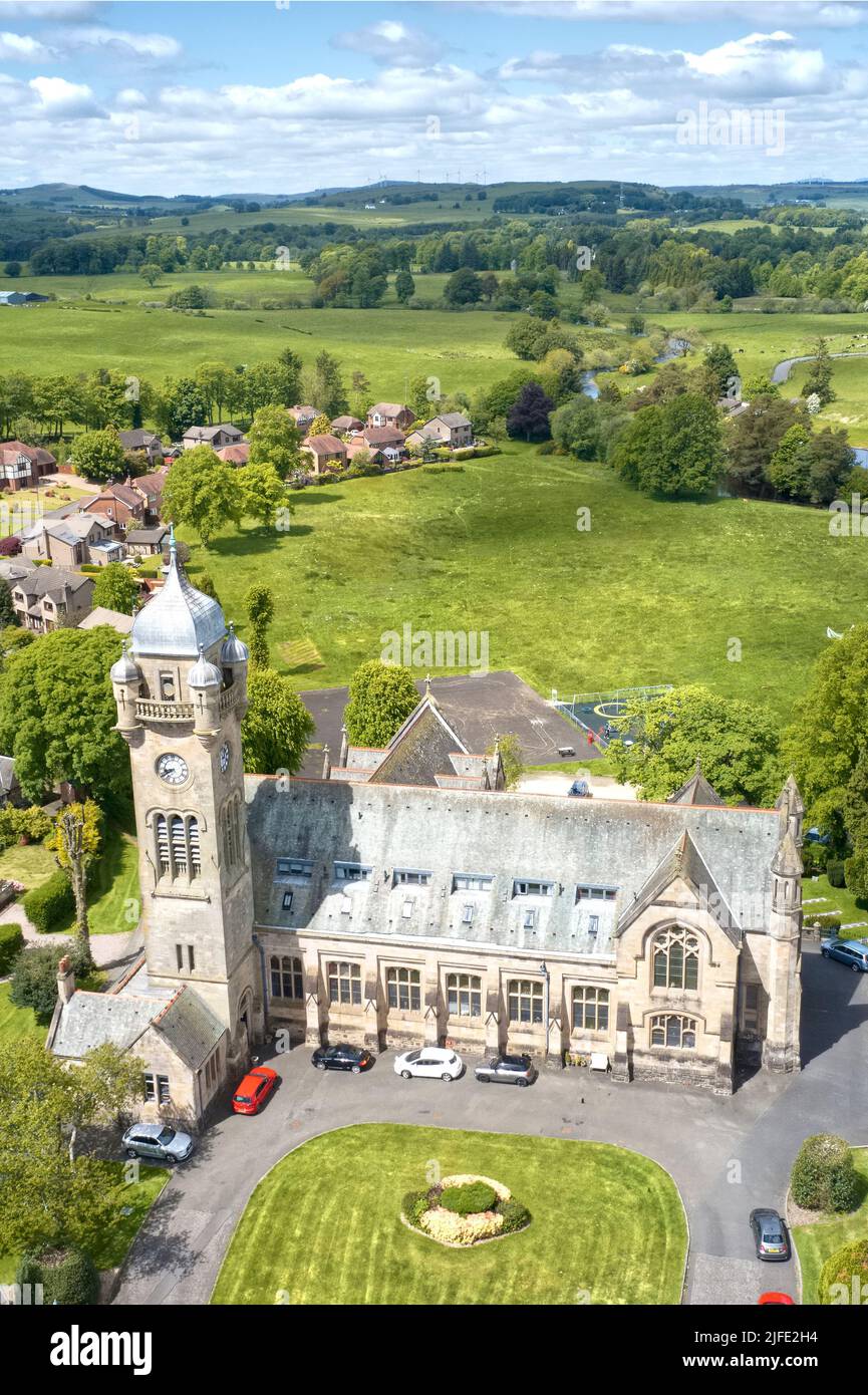 Luxury countryside rural village aerial view from above in Quarriers