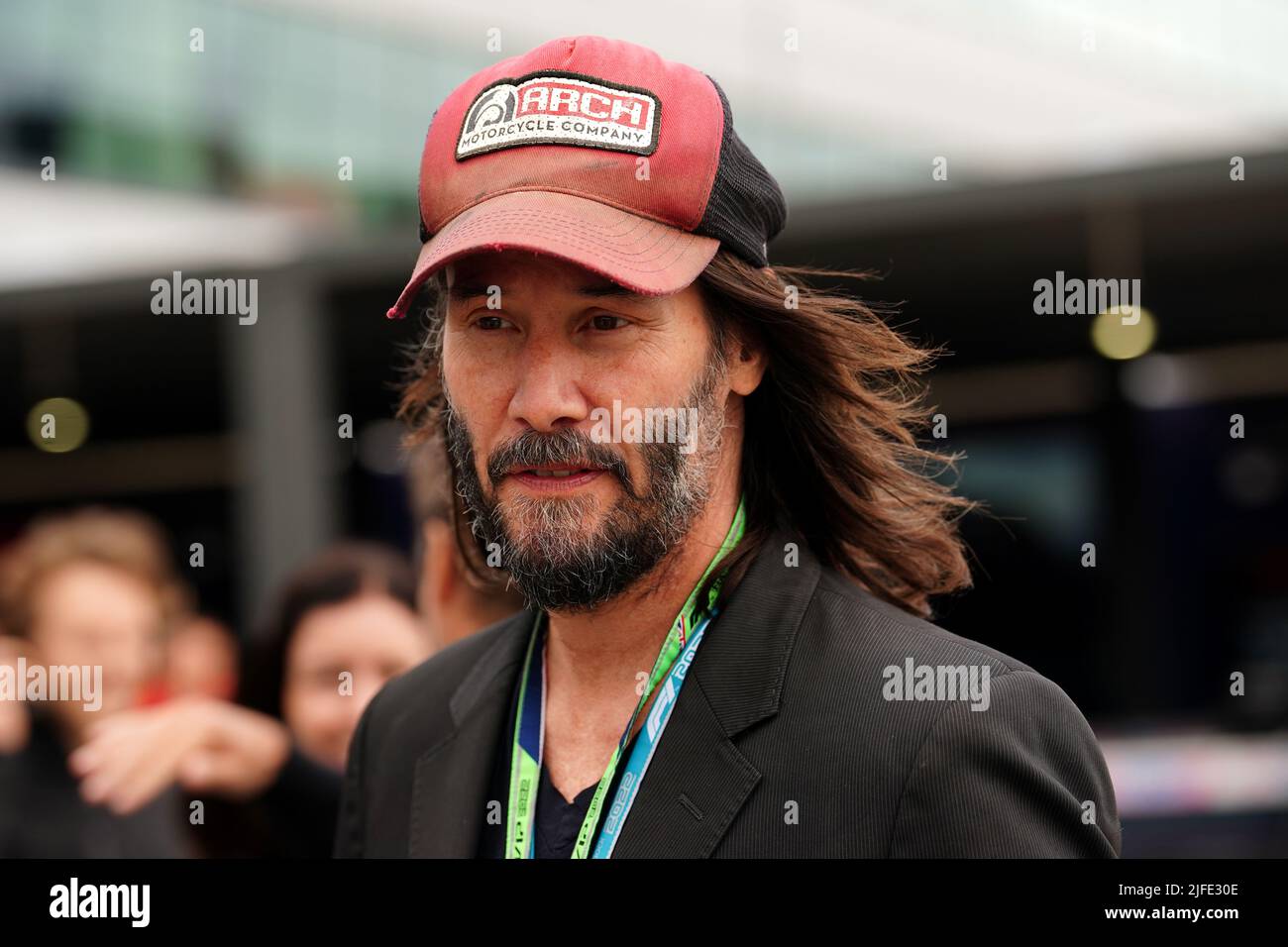 Keanu Reeves ahead of the British Grand Prix 2022 at Silverstone, Towcester. Picture date