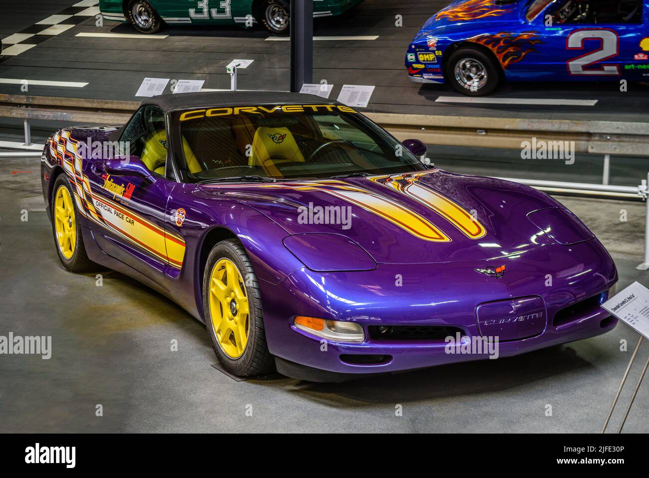 SINSHEIM, GERMANY - MAI 2022: dark violet purple cabrio Chevrolet Corvette C5 Pace Car 1998 345ps Stock Photo