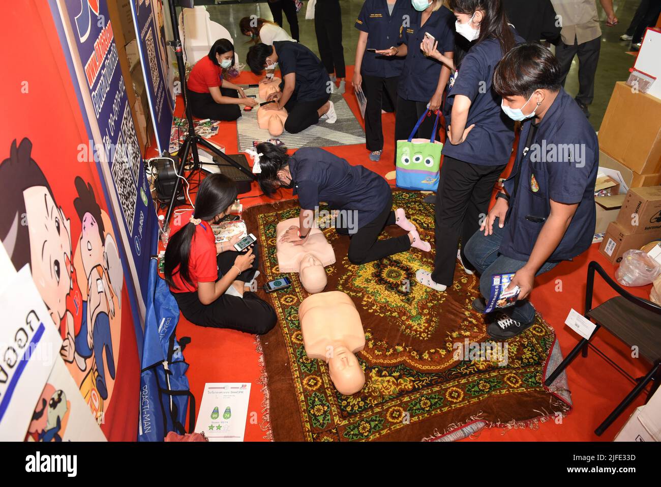 Nonthaburi, Nonthaburi, Thailand. 2nd July, 2022. Ministry of Labor (Thailand) organizes the 34th National Occupational Safety and Health Fair at IMPACT Exhibition Center Muang Thong Thani, Pak Kret District, Nonthaburi Province, encourage all sectors to pay attention to health care and work safety seriously under the concept ''Forward Culture of Prevention for Safety Thailand 2021' (Credit Image: © Teera Noisakran/Pacific Press via ZUMA Press Wire) Credit: ZUMA Press, Inc./Alamy Live News Stock Photo