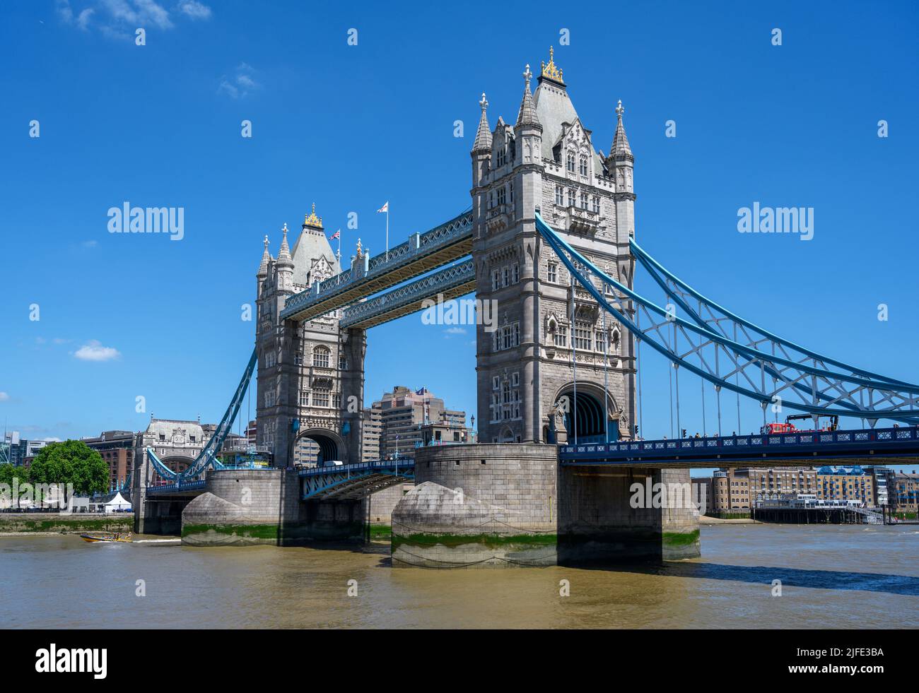 Tower Bridge from the south bank, River Thames, London, England, UK Stock Photo