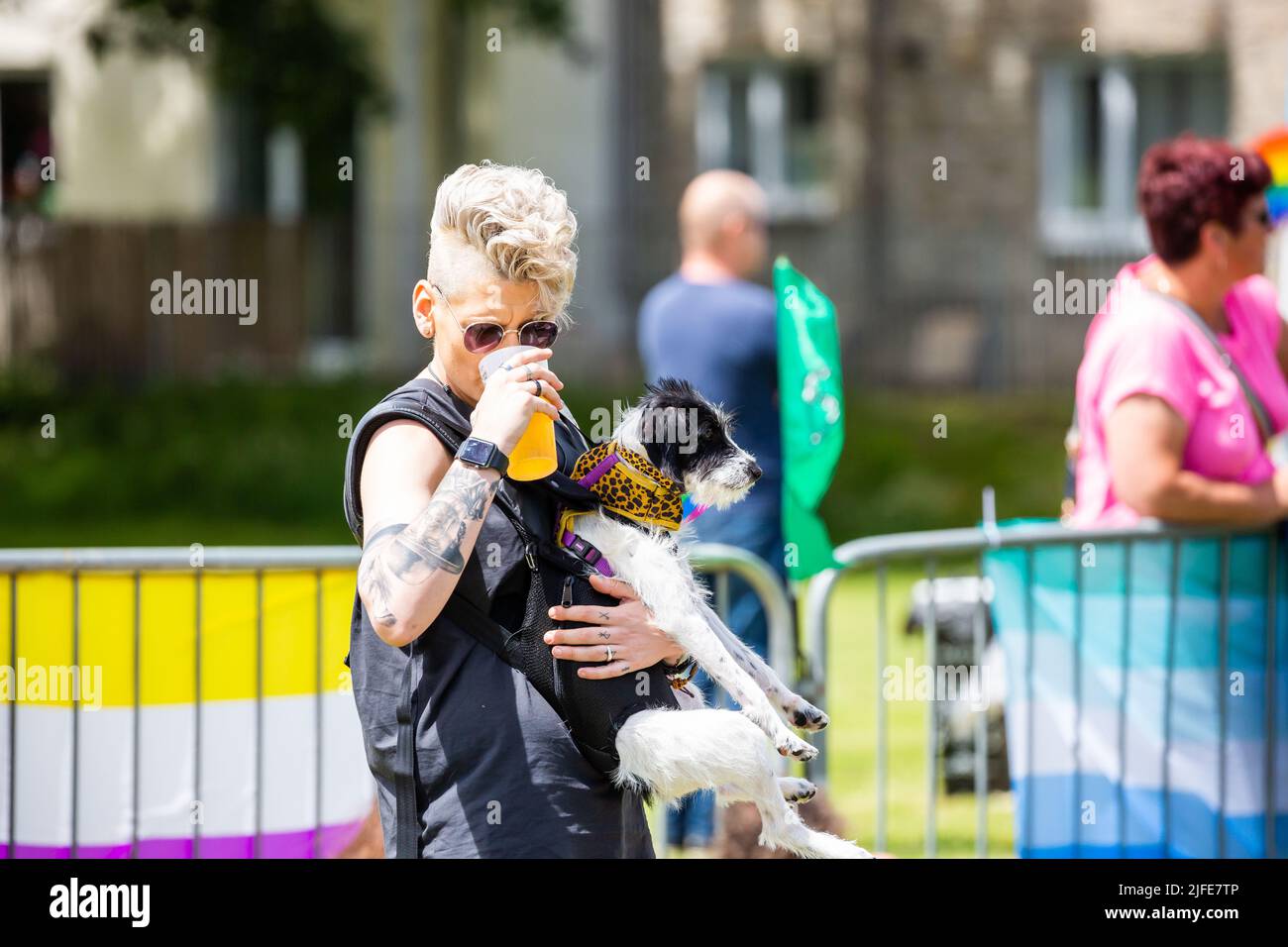 Camborne,Cornwall,UK,2nd July 2022,This years Pride Celebrations took place in Gerry Park, Camborne as people sang and danced to local bands playing on stage throughout the afternoon. It was meant to be in the town centre but due to road closure issues it was held in the park instead©Keith Larby/Alamy Live News Stock Photo