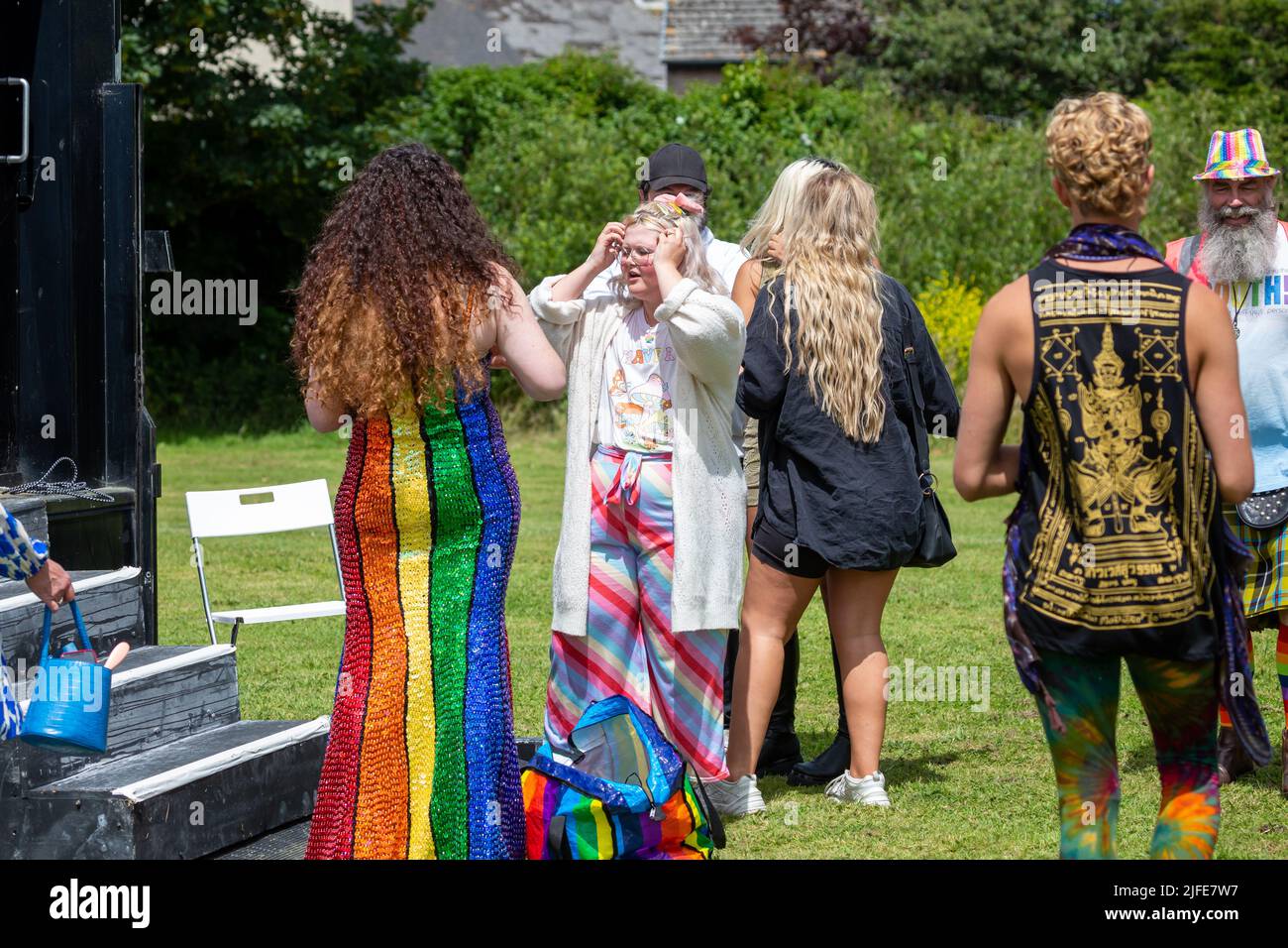 Camborne,Cornwall,UK,2nd July 2022,This years Pride Celebrations took place in Gerry Park, Camborne as people sang and danced to local bands playing on stage throughout the afternoon. It was meant to be in the town centre but due to road closure issues it was held in the park instead©Keith Larby/Alamy Live News Stock Photo