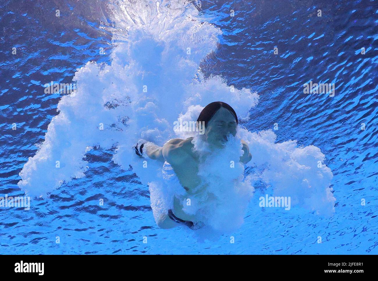 Diving - FINA World Championships - Duna Arena, Budapest, Hungary - July 2, 2022 Japan's Shu Ohkubo in action during the men's 10m platform semi final REUTERS/Antonio Bronic Stock Photo