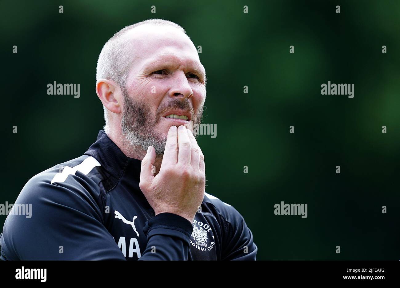 Blackpool manager Michael Appleton before the game against Southport. during the pre-season friendly match at The Pure Stadium, Southport. Picture date: Saturday July 2, 2022. Stock Photo