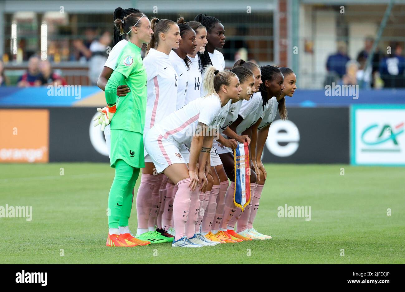 Team France poses before the International Women's Friendly football match between France and Vietnam on July 1, 2022 at Stade de la Source in Orleans, France - Photo Jean Catuffe / DPPI Stock Photo