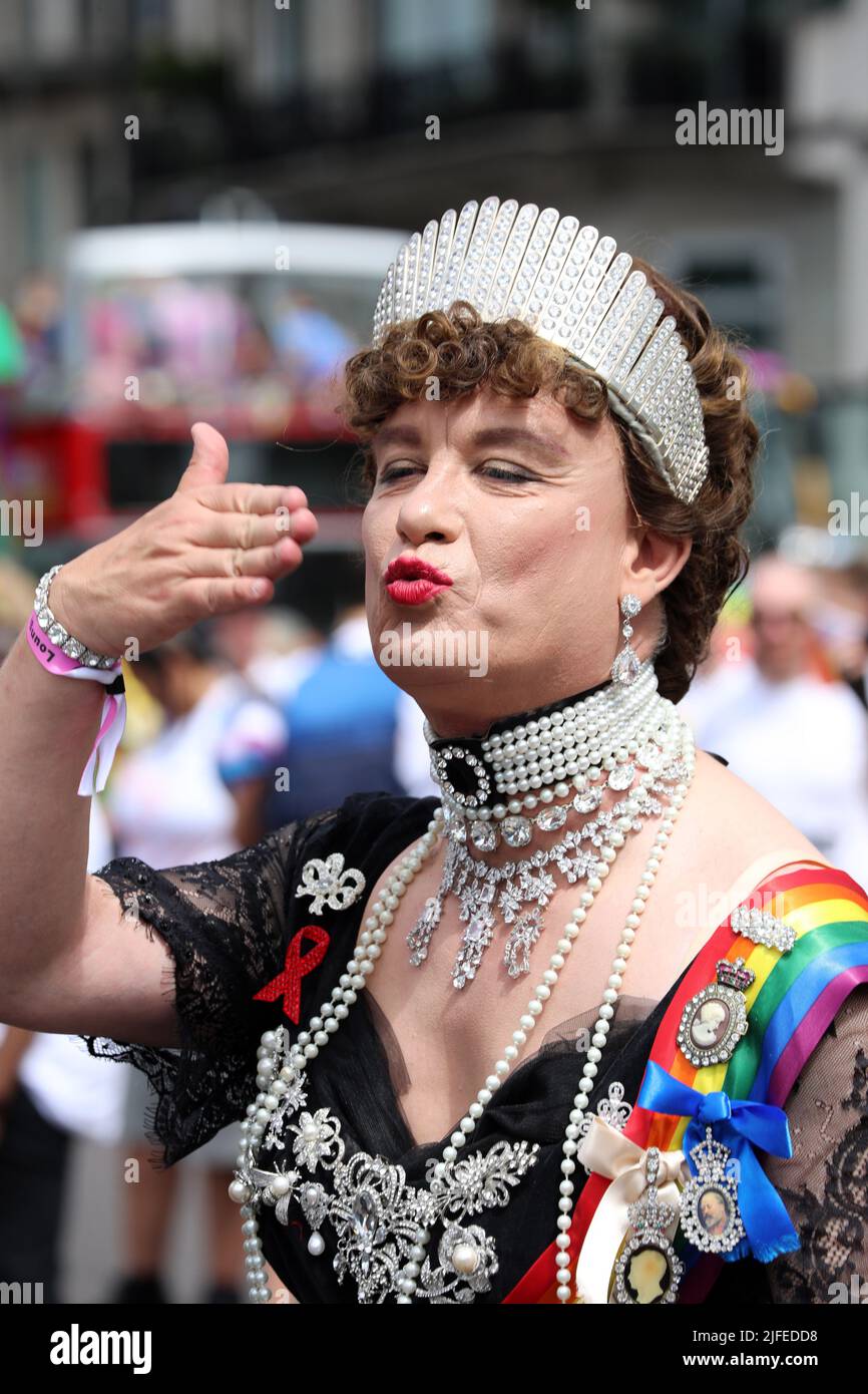 London, UK. 2nd July, 2022. Participants at the Pride in London Parade. More than 30,000 participants took part in the Pride Parade in London, celebrating 50 years of Pride and LGBT  protest. Credit: Paul Brown/Alamy Live News Stock Photo