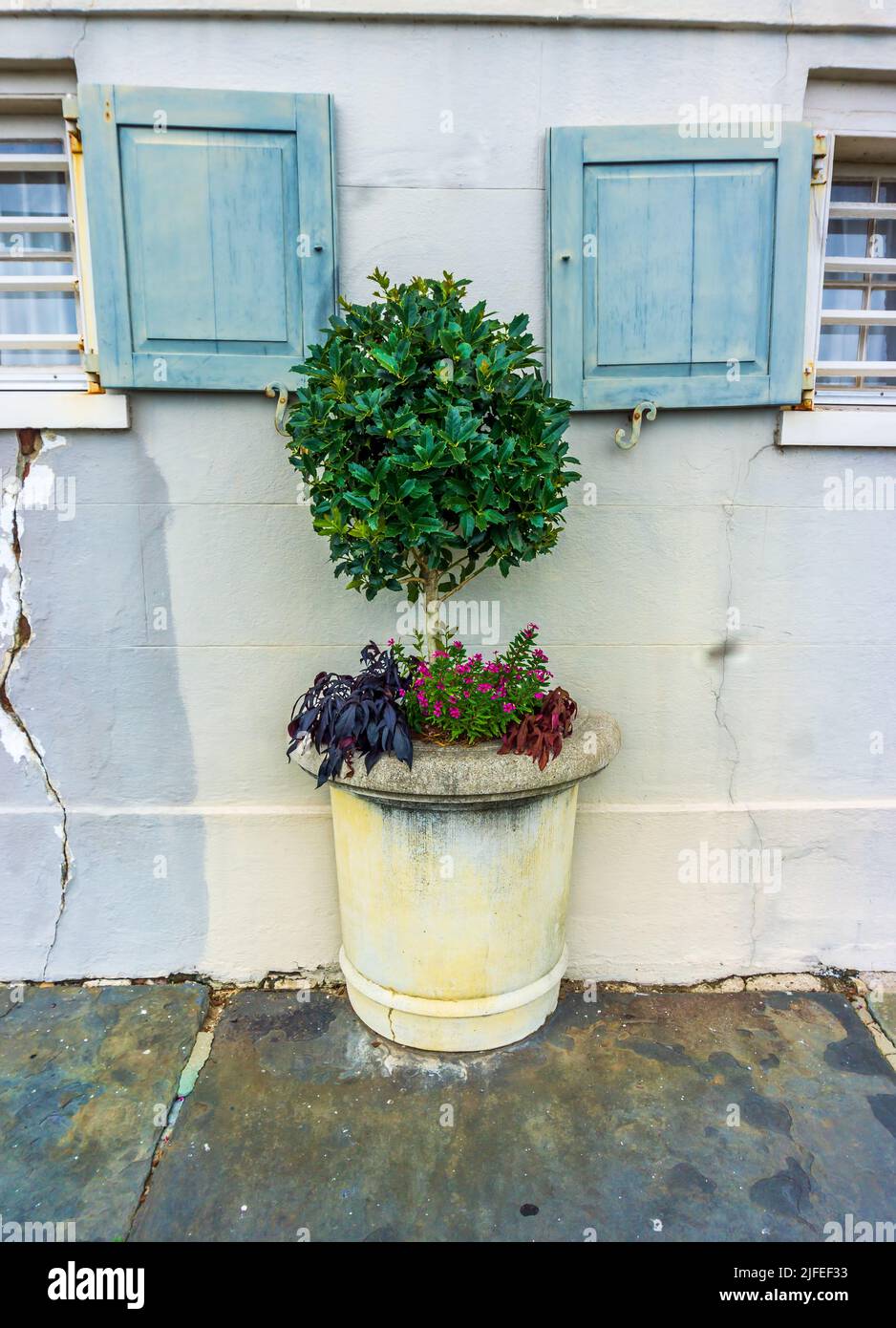 A wall planter in Charleston, South Carolina. Stock Photo