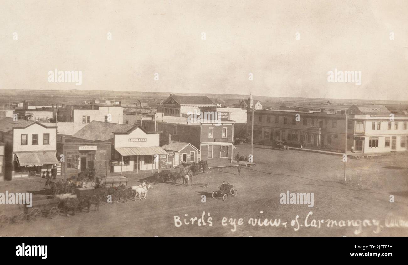 Carmangay Alberta Canada, approx 1910's postcard. unidentified photographer. Stock Photo