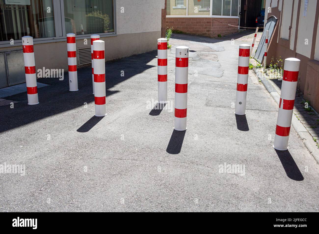 bollards to protect the pedestrian zone against terrorist attacks with vehicles in Germany Stock Photo