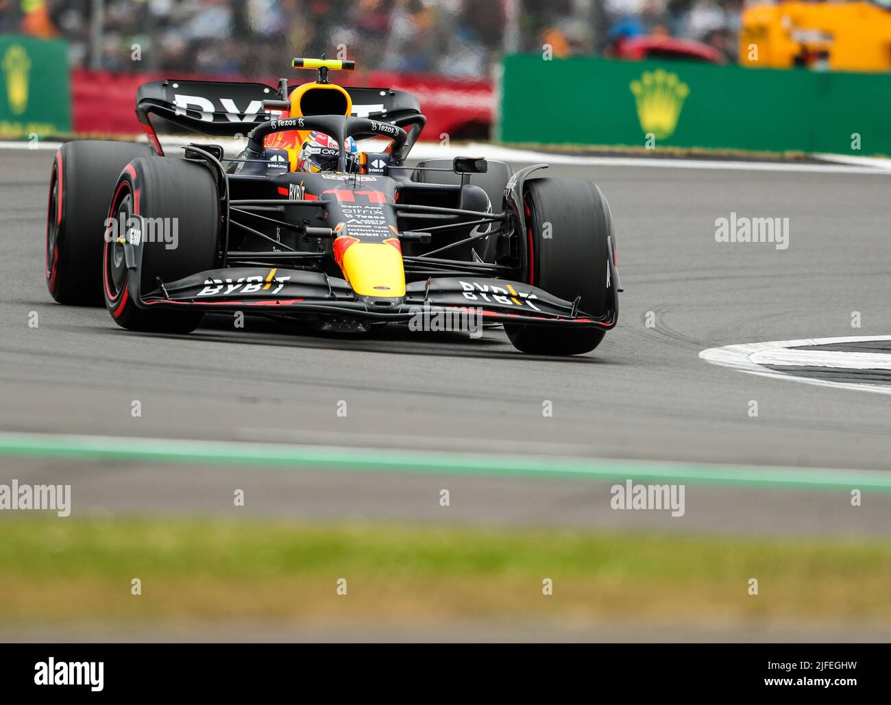 2nd July 2022,  Silverstone Circuit, Silverstone, Northamptonshire, England: British F1 Grand Prix, qualifying day: Oracle Red Bull Racing, Sergio Perez Stock Photo