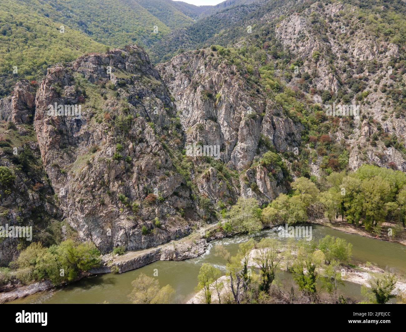 Amazing Aerial view of Struma River passing through the Kresna Gorge ...