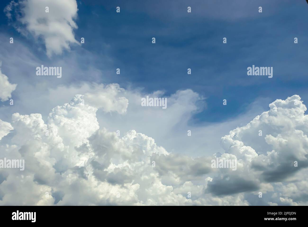 Panorama blue sky background with tiny clouds Stock Photo - Alamy