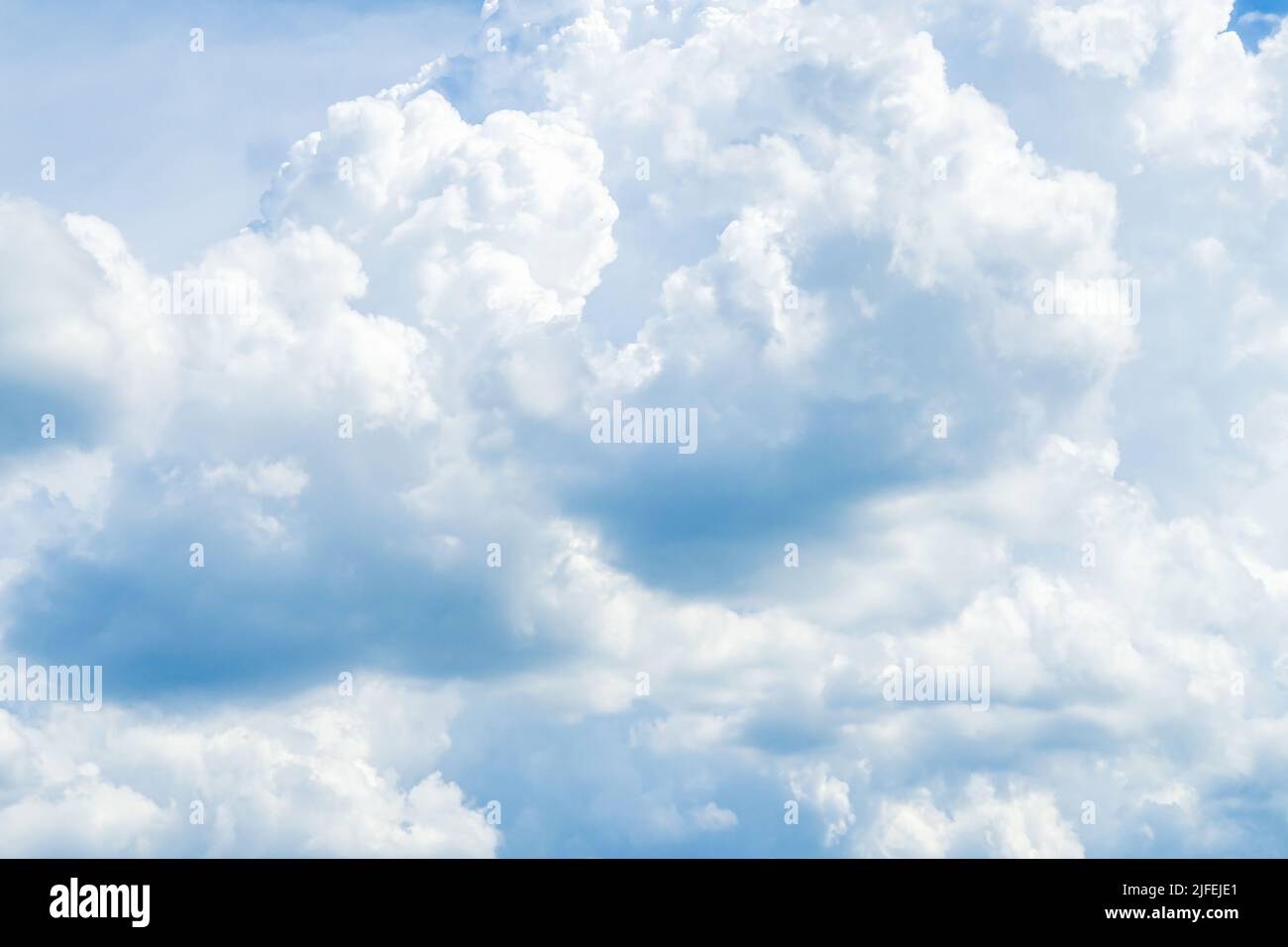 Panorama blue sky background with tiny clouds. Stock Photo