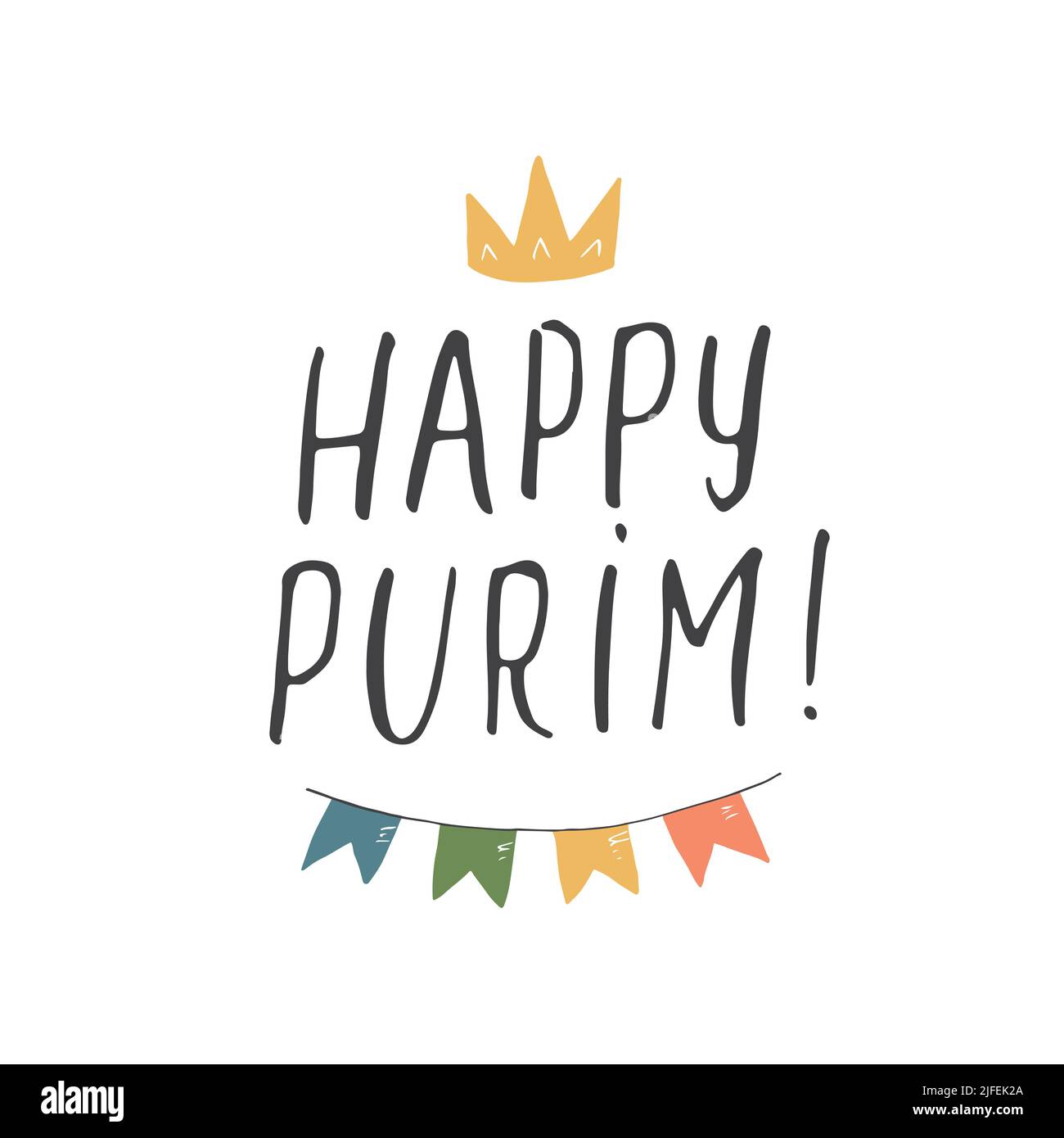 Happy Purim lettering, Jewish holiday and traditional elemets. vector ...