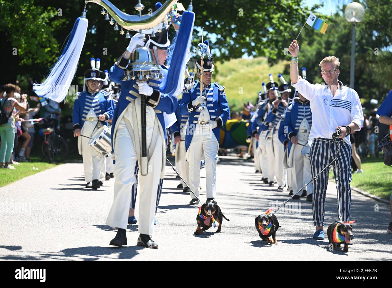 Munich, Germany. 02nd July, 2022. Dachshunds walk in a parade as part ...