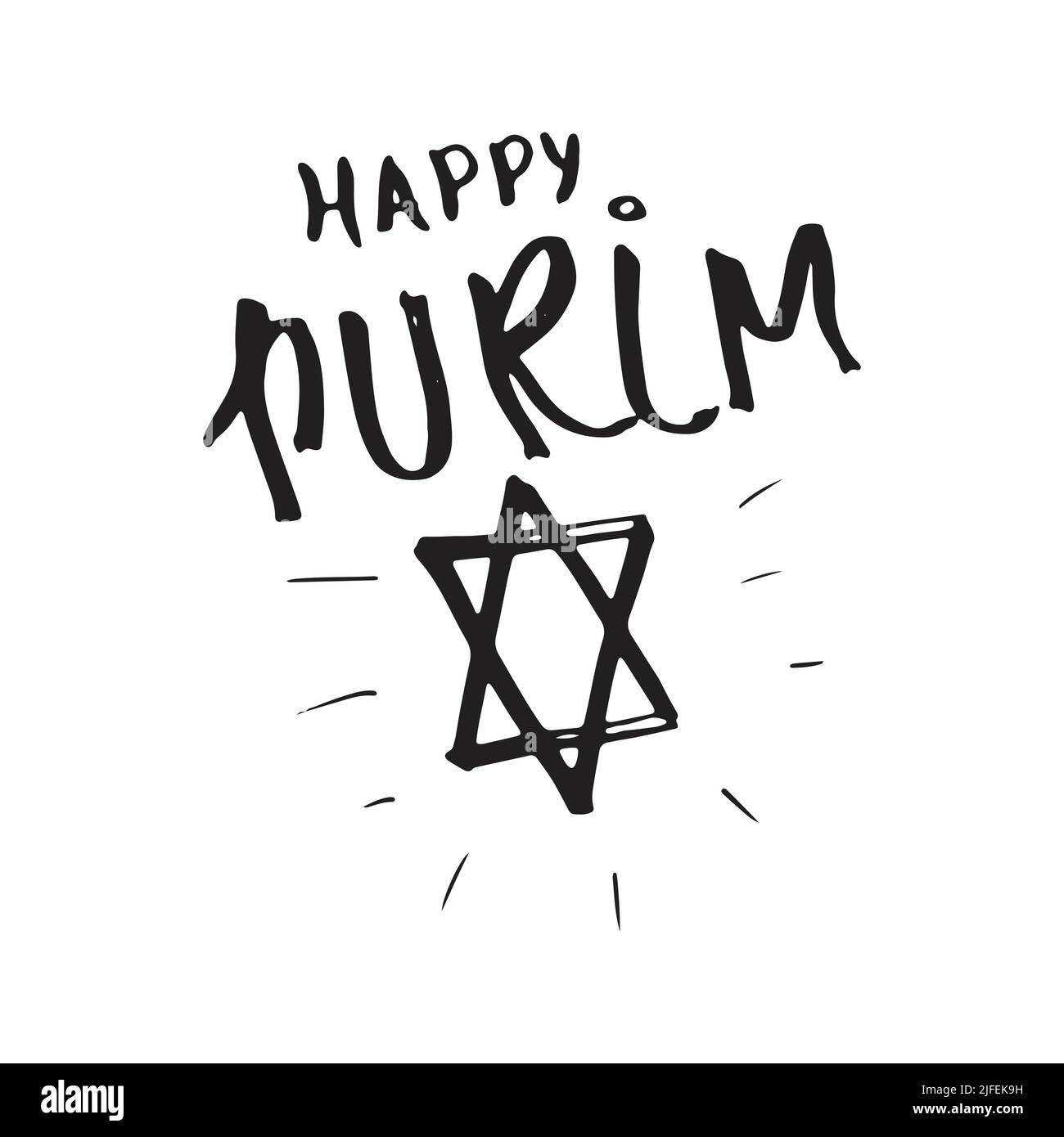Happy Purim lettering, Jewish holiday and traditional symbol Hebrew