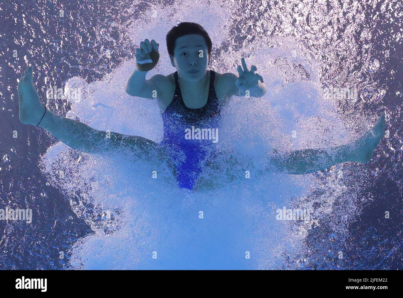 Diving - FINA World Championships - Duna Arena, Budapest, Hungary - July 2, 2022 China's Yiwen Chen in action during the women's 3m springboard final REUTERS/Antonio Bronic Stock Photo