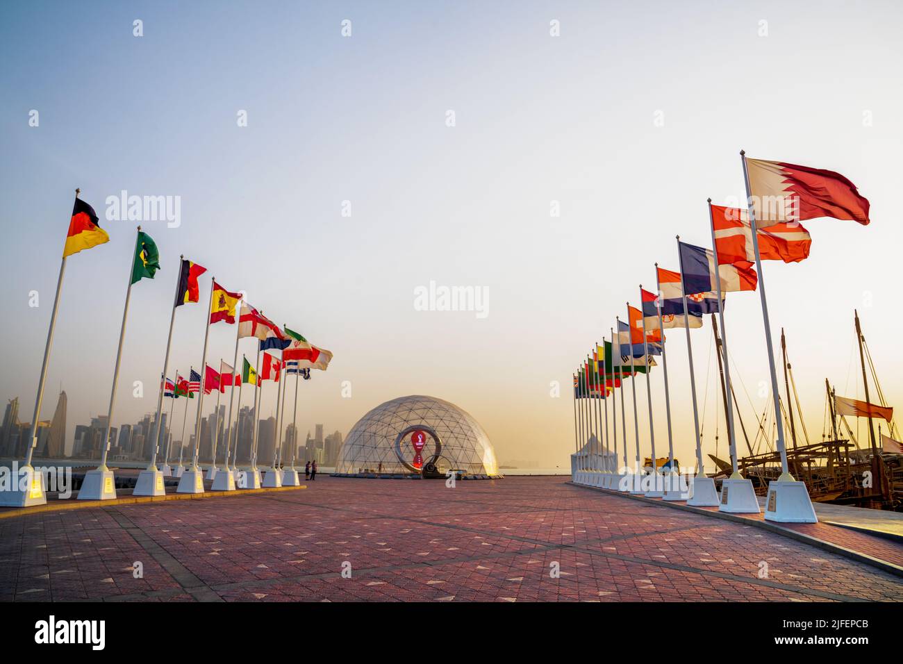 FIFA World Cup Qatar 2022 Official Countdown Clock, powered by Hublot. -Doha, Qatar  July -1-2022 Stock Photo