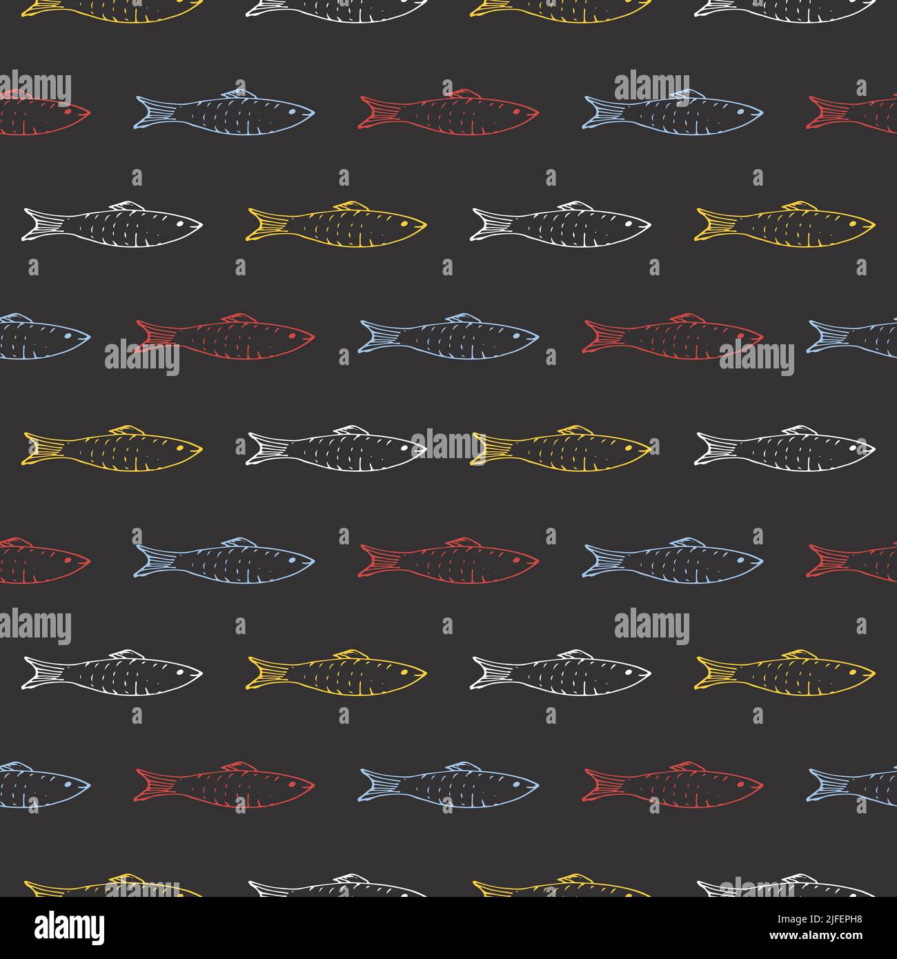 Fish Seamless pattern. Fish Cartoon doodle, Vector illustration Stock ...