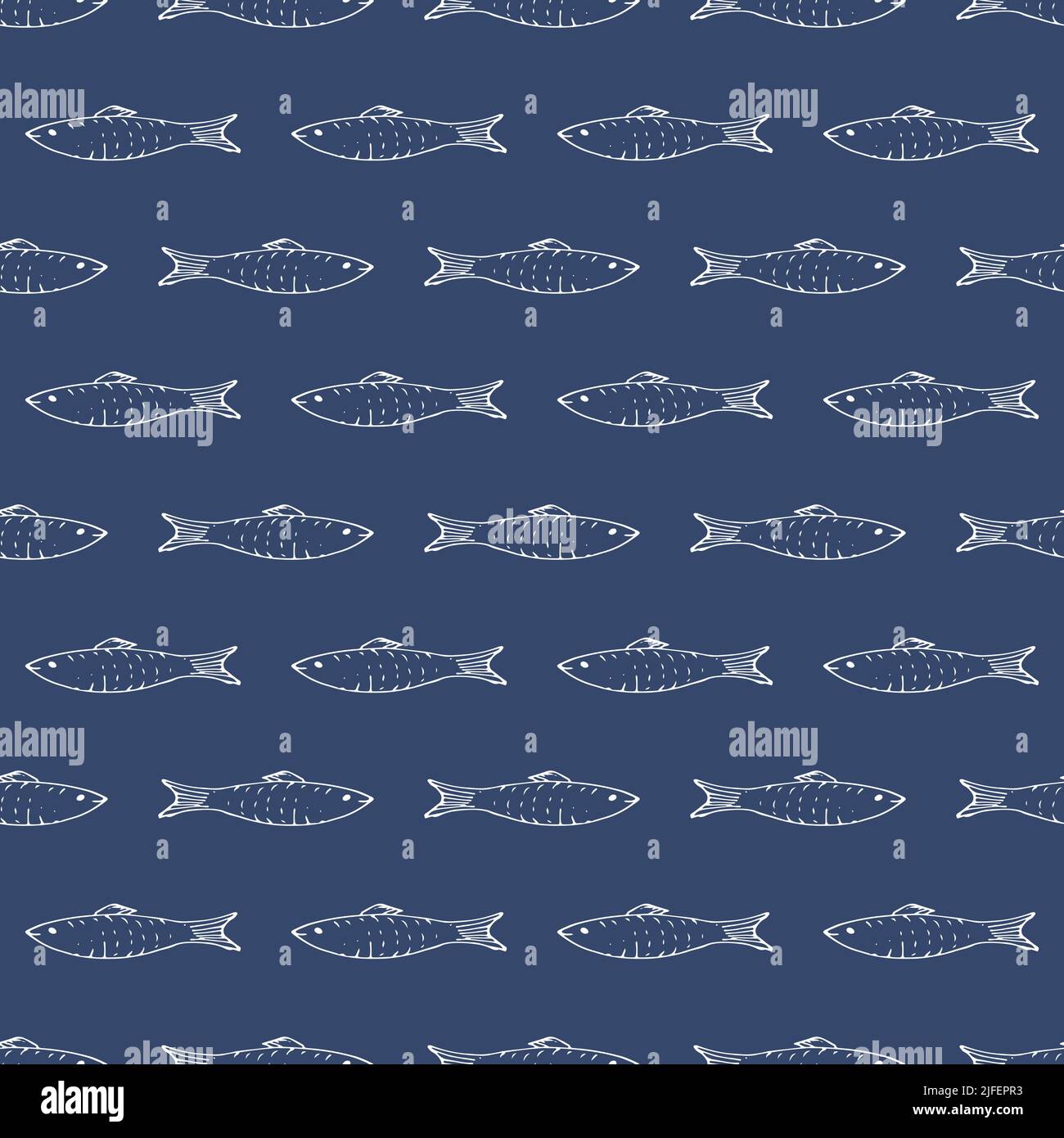 Fish Seamless pattern. Fish Cartoon doodle, Vector illustration Stock
