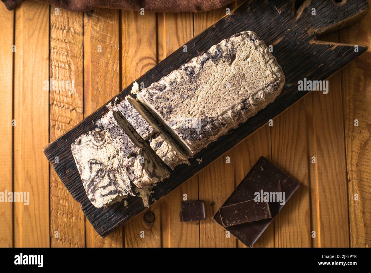 Traditional oriental dessert sweet halva. Halva made from sunflower